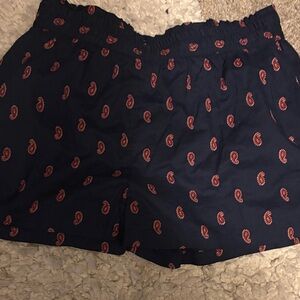 Joie Navy and Red Paisley Sleep Shorts